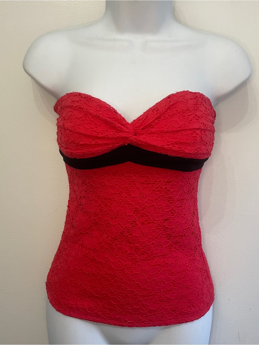 Y2K Bandeau Lace Top Coral Red Color S New with tags